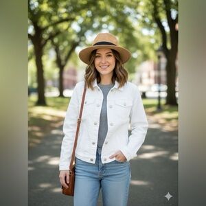 BLANKNYC White Denim Trucker Jacket XS – 100% Cotton, Classic Fit